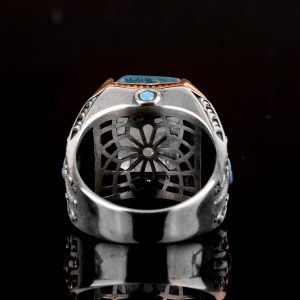 Paraiba Taşı Yüzüğü, 925 Ayar Gümüş Erkek Yüzüğü - Görsel 7