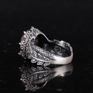 Doğal Arizona Turkuaz Taşlı Erkek Yüzüğü, 925 Ayar Gümüş Yüzük, Minimalist El Yapımı Yüzük (Model-2) - Görsel 7