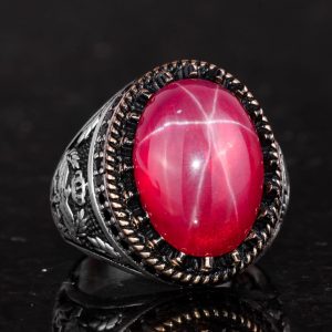 Gerçek Doğal Taş Yüzük - El Yapımı Kartal Yüzüğü - 925 Ayar Gümüş Yüzük (Yıldız Yakutu) - Görsel 5