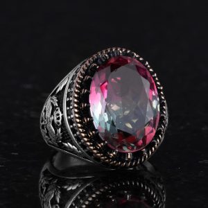 925 Ayar Gümüş Yüzük, Yapay Taş Yüzük, Kartal Sembol Yüzüğü, El Yapımı Yüzük (Yapay florit) - Görsel 5