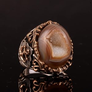 Gerçek Doğal Druzy Kristal Kuvars Taş Yüzük, Gümüş Yüzük, Çapa Yüzük - Görsel 5