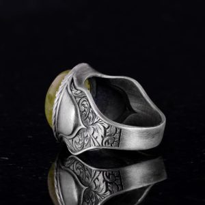 Doğal Taş Yüzük, 925 Ayar Gümüş Yüzük, Prehnit - Görsel 3