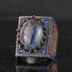 Gerçek Doğal Taş Yüzük - 925 Ayar Gümüş İslami Yüzük - El Yapımı Hat Yüzük - Görsel 6