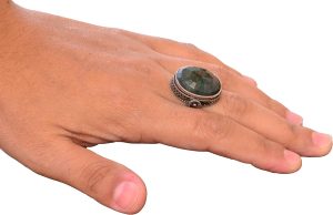 Sert 925 Ayar Gümüş Unisex Yüzük - Gerçek Yeşil Jade Doğal Taş - Görsel 5