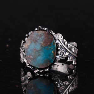 Doğal Arizona Turkuaz Taşlı Erkek Yüzüğü, 925 Ayar Gümüş Yüzük, Minimalist El Yapımı Yüzük (Model-2) - Görsel 6