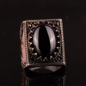 Gümüş Erkek Yüzük, Oniks Taşlı Yüzük - Görsel 5