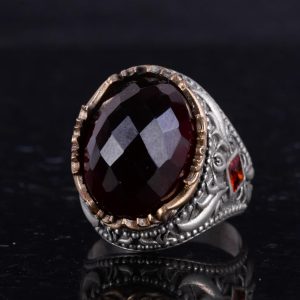 Gerçek Doğal Taş Yüzük - El Yapımı 925 Ayar Gümüş Yüzük - El Yapımı Yüzük (Granat) - Görsel 6