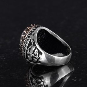 Gerçek Doğal Taş Yüzük - El Yapımı Kartal Yüzüğü - 925 Ayar Gümüş Yüzük (Labradorit) - Görsel 7