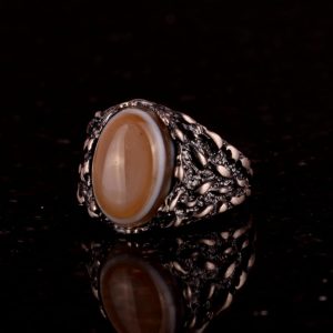 925 Ayar Gümüş Yemen Agete Erkek Yüzük, Doğal Yemen Agete Taşı, 925 Ayar Gümüş Erkek Yüzük - Görsel 5