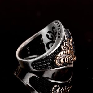 El Yapımı Erkek 925 Ayar Gümüş Yüzük, Doğal Oniks Taşı, Akrep Hayvan Tasarımı, Akrep Burcu Yüzüğü, Premium Kalite Takı - Görsel 7