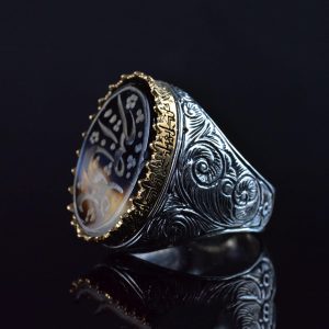 El Yapımı Yemen Agete Taş Yüzük, 925 Ayar Gümüş Erkek Yüzük, Şık İslami Takı - Görsel 6