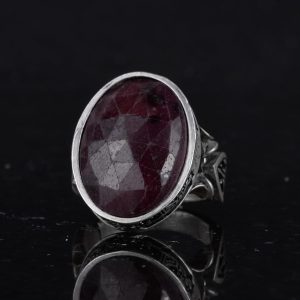 Erkek İslami Yüzük, Kırmızı Safir Taşı ile El Yapımı 925 Ayar Gümüş Takı - Tutku, Koruma ve Ruhsallığın Sembolü - Görsel 6