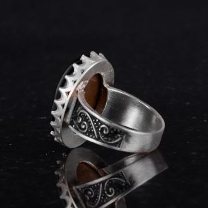 Gerçek Doğal Taş Yüzük - 925 Ayar Gümüş Büyük Yüzük - El Yapımı Yüzük (Oniks) - Görsel 7