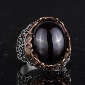 Gerçek Doğal Taş El Yapımı Yüzük - 925 Ayar Gümüş El Yapımı Yüzük - Şık Yüzük (Granat) - Görsel 4