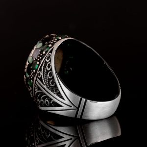 Gerçek Kristal Drusy Kuvars Taş Yüzük, 925 Ayar Gümüş Erkek Yüzük - Görsel 7