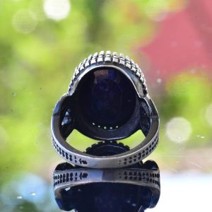 Gerçek Doğal Taş Yüzük, El Yapımı Takı, 925 Ayar Gümüş Yüzük Erkekler İçin - Görsel 5