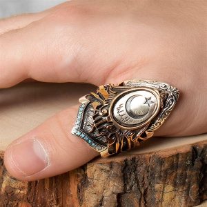 Okçuluk Yüzüğü, Ok Fırlatma Yüzüğü, Başparmak Yüzüğü, Gümüş Erkek Bizans İmparatorluğu Yüzüğü (Falcon1245) - Görsel 4