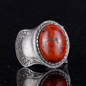 Doğal Taş Yüzük, 925 Ayar Gümüş Yüzük, (Kan Taşı) - Görsel 6