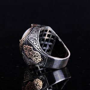 Doğal Ay Taşı Taş Yüzük - Gizemli 925 Ayar Sert Gümüş Erkek Yüzüğü, Ay Işığı Tasarımı - Görsel 6