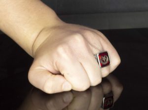 925 Ayar Gümüş Erkek Yüzük - Ay ve Yıldız ile Oluşturulmuş Granat Taşı - Görsel 8