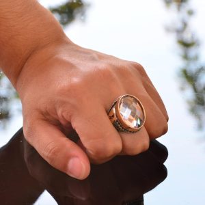 İslami Yüzük, 925 Ayar Gümüş Erkek Yüzüğü, Sentetik Taş Erkek Yüzüğü - Görsel 9