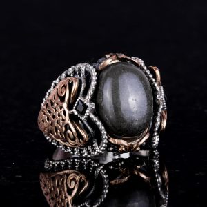 Gerçek Doğal Pirit Taşlı Yüzük, 925 Ayar Katı Gümüş Erkek Yüzük, Refah Manifestasyonu Tasarımı - Görsel 4