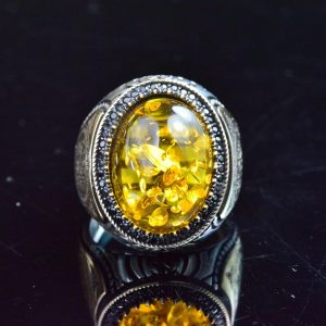 Erkekler için Kehribar Yüzük, Bal Kehribar Taşı Yüzük, 925 Ayar Gümüş Yüzük, El Yapımı Yüzük, Doğal Kehribar, Kehribar Takı Yüzük - Görsel 6