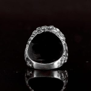 Gerçek Doğal Kan Taşı Yüzük, 925 Ayar Gümüş Erkek Yüzüğü, El Yapımı Erkek Yüzüğü - Görsel 6