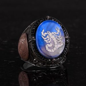 David Yıldızı Desenli Yüzük - El Yapımı Yüzük - 925 Ayar Gümüş Erkek Yüzüğü (Akrep) - Görsel 5