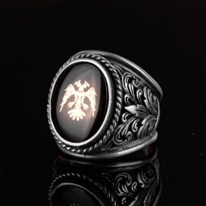 İki Başlı Kartal Yüzüğü, 925 Ayar Gümüş Yüzük, Erkek Yüzüğü, El Yapımı Yüzük, Kartal Yüzüğü - Görsel 5