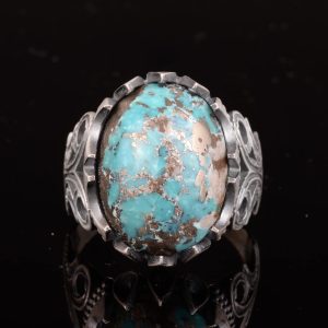 Gerçek Doğal Arizona Turkuaz Taş Yüzük, El Yapımı Takı, 925 Ayar Gümüş Yüzük (Model-2) - Görsel 3