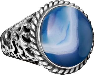 Gerçek Doğal Mavi Akik Taşı Yüzük, 925 Ayar Gümüş Yüzük, Gerçek Taş Yüzük - Görsel 1