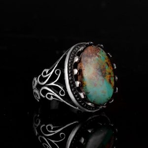 Gerçek Doğal Arizona Turkuaz Taş Yüzük, 925 Ayar Gümüş Yüzük, Sultan Yüzük - Görsel 4