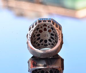 Gerçek Doğal Taş Yüzük - 925 Ayar Gümüş Erkek İslami Özel Yüzük Al-Aksa Camii Tasarımı (Sarı Safir) - Görsel 8