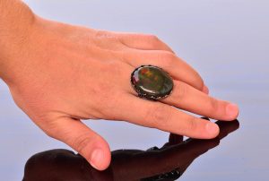 Büyük El yapımı 925 Ayar Gümüş Erkek Yüzük, Gerçek Kan Taşı Taşıyla, Şık Taş Koleksiyonu - Görsel 6