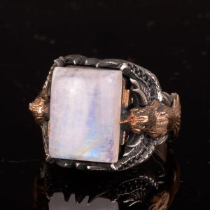 Gerçek Doğal Aytaşı Taşlı Kartal Erkek Yüzüğü, Vintage Yüzük, 925 Ayar Gümüş Yüzük Erkekler İçin - Görsel 7