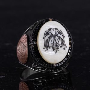 925 Ayar Gümüş Erkek Yüzük - David Yıldızı Takı (İki Başlı Kartal) - Görsel 5