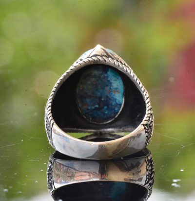 Doğal Arizona Turkuaz Taş Yüzük - 925 Ayar Gümüş Erkek Kartal Yüzüğü - Günlük Kullanım ve Özel Etkinlikler için İdeal (Stil-1) - Görsel 8