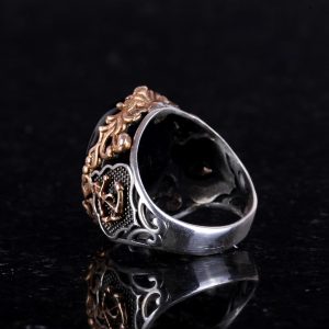 925 Ayar Katı Gümüş Yüzük, Denizci Tersanesi Yüzüğü, Gerçek Doğal Oniks Taşı Yüzüğü, - Görsel 6