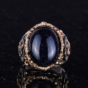 925 Ayar Gümüş Yapay Taş Yüzük, Mavi Güneş Taşı Yüzük, Denizci Çapa Gümüş Yüzük - Çeşitli ve Farklı Koleksiyon - Görsel 5