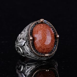 925 Ayar Gümüş Yüzükler Premium Yapay Taşlarla (Yapılmış Kahverengi Güneş Taşı) - Görsel 3