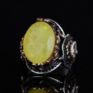 Leo Sembol Yüzüğü, Sarı Paraiba Taşlı Yüzük, 925 Ayar Gümüş Yüzük, Hayvan Gümüş Yüzük - Görsel 5