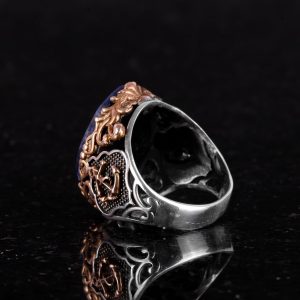 Denizci Çapa Gümüş Yüzük, Doğal Taş Yüzük, 925 Ayar Gümüş Yüzük (Sodalit) - Görsel 7