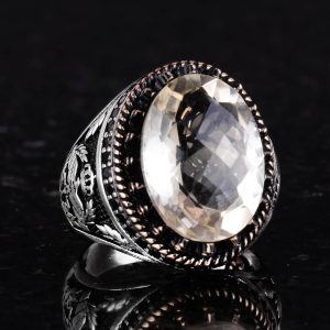 Gerçek Doğal Taş Yüzük - El Yapımı Kartal Yüzüğü - 925 Ayar Gümüş Yüzük (Sitrin) - Görsel 5