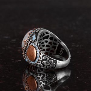 Gerçek Doğal Taş Yüzük - El Yapımı Yüzük - El İşçiliği 925 Ayar Gümüş Yüzük (Akuamarin) - Görsel 7