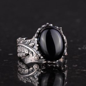 Gerçek Doğal Oniks Taşlı, Vintage Bohem Tasarımlı Gümüş Kadın Yüzüğü - Görsel 5