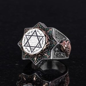 925 Ayar Gümüş Erkek Yüzük, Davud Yıldızı Yüzüğü, Süleyman Yüzüğü - Görsel 5