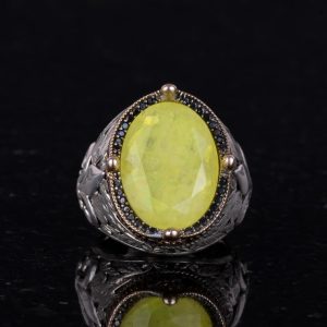 925 Ayar Gümüş Yüzükler Premium Üretilmiş Taşlarla (Sarı Paraiba Üretilmiş Taş) - Görsel 4