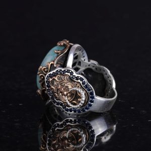 Aslan Erkek Gümüş Yüzük, Doğal Taş Yüzük - 925 Ayar Gümüş Yüzük (Amazonit) - Görsel 7