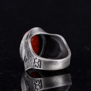 Doğal Taş Yüzük, 925 Ayar Gümüş Yüzük, (Kan Taşı) - Görsel 7